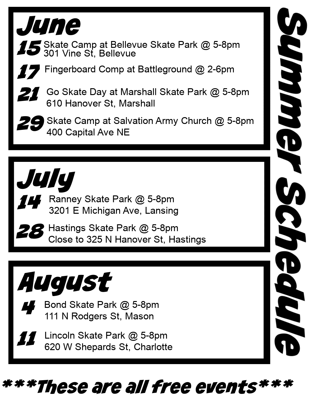 Summer-schedule