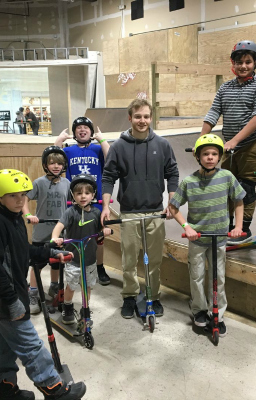 Taylin Hoisington, scooter extraordinaire, and some of his students