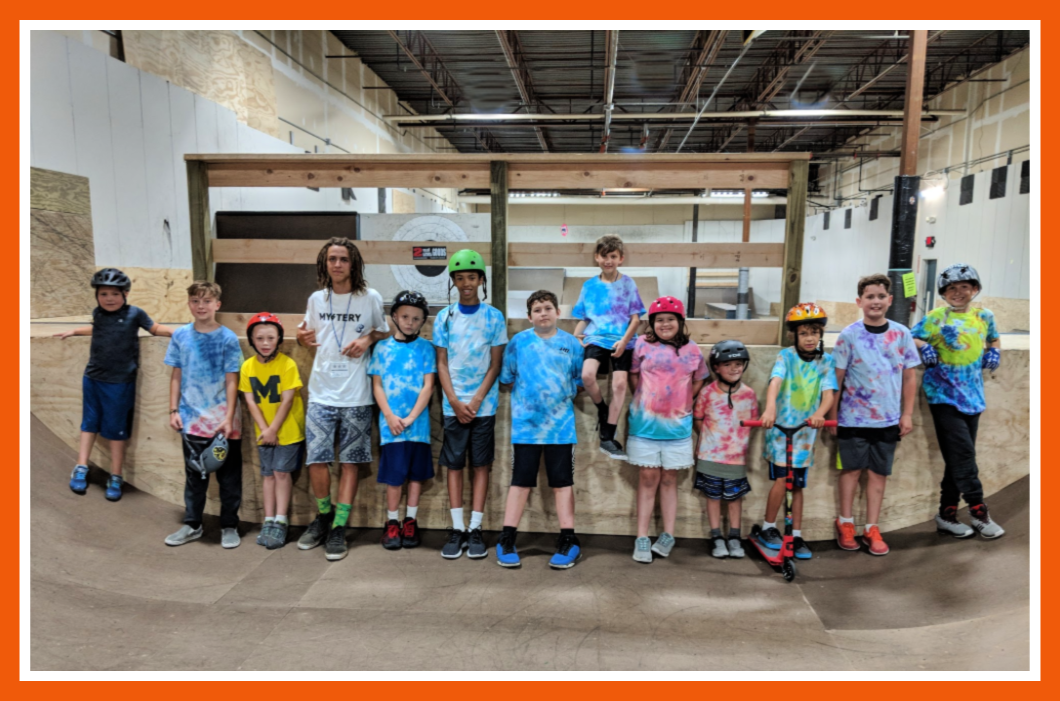 We made tie dye T shirts at summer skate camp!